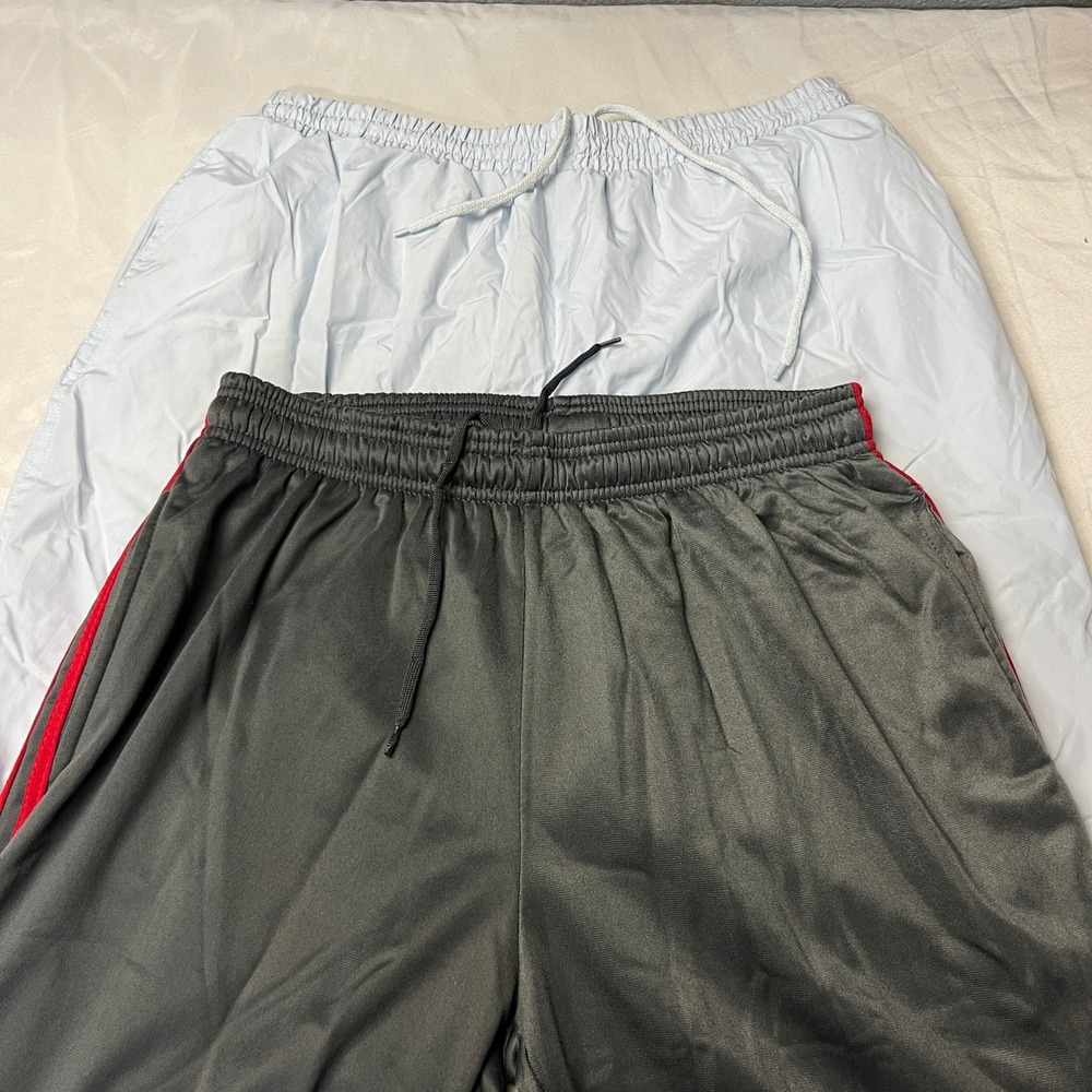 Bundle Athletic Track Pants Joggers Gray Red Stripe Drawstring Waist Men's L